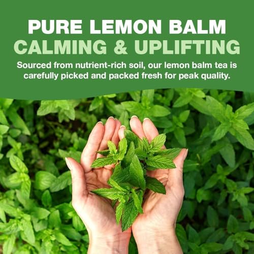 Image of HANDPICK Lemon Balm Tea Bags - 100 Count | 100% Pure & Naturally Dried | Caffeine-Free Herbal Tea with Citrus Flavor & Aroma | Premium Lemon Balm Leaf (Pack of 2)