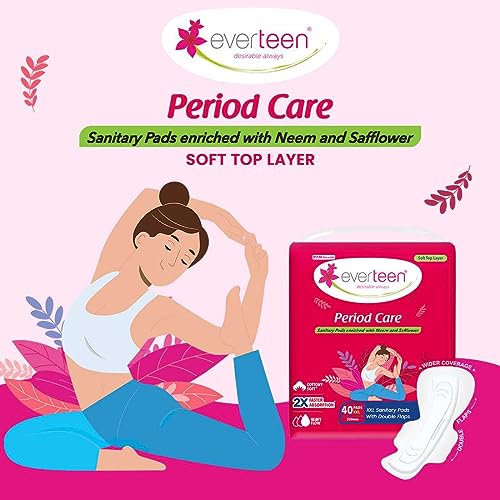 Image of everteen 40 XXL Sanitary Pads and 10 L-XL Period Panty Combo for Women, Cotton Soft Disposable Period Panties for Heavy Flow, Infused with Neem and Safflower, Period Panty for girls - Pack of 2