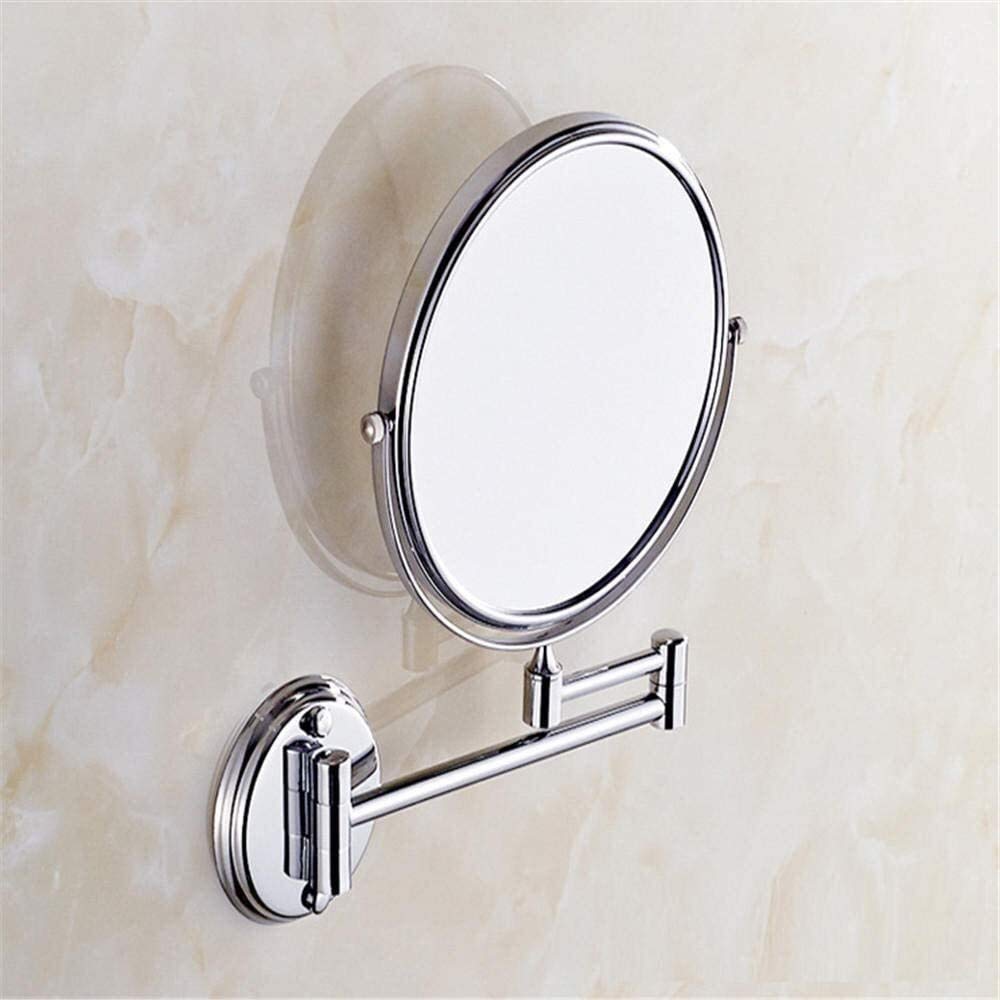 Miroir télescopique de salle de bain 8 pouces argenté avec loupe x3 pour hôtel