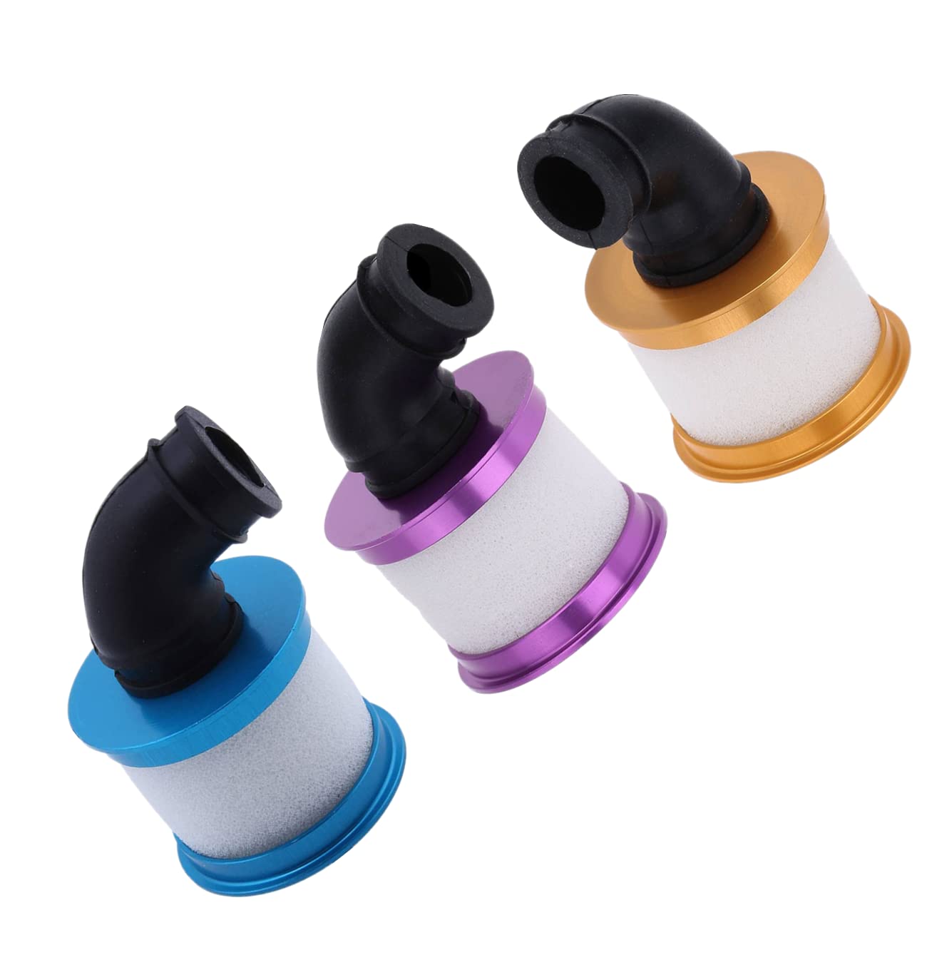 Aluminum RC Air Filter Sponge for 1/10 RC Hobby Model Nitro Car Buggy Truck Upgrades hop-up Parts 3pcs/Set(Blue+Yellow+Purple)