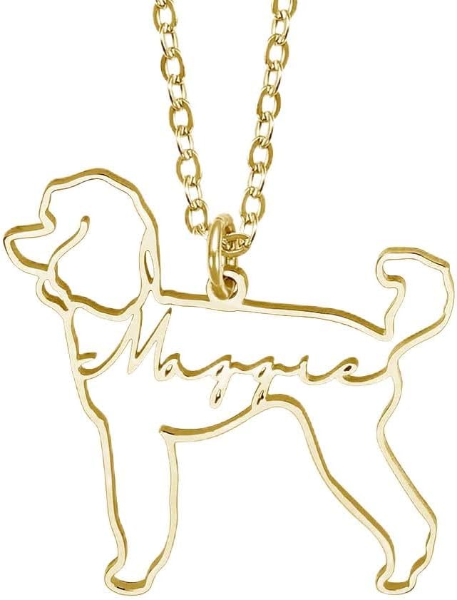 925 Sterling Silver Personalized Name Dog Shape Custom Memorial Necklace for Pet Lover