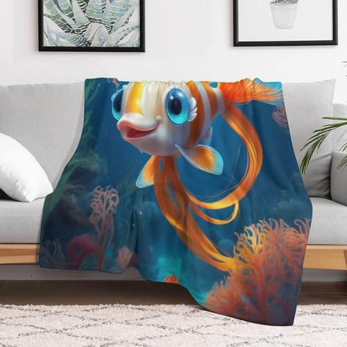 Couverture poisson en flanelle douce et chaude pour lit et canape 100x130cm - 3