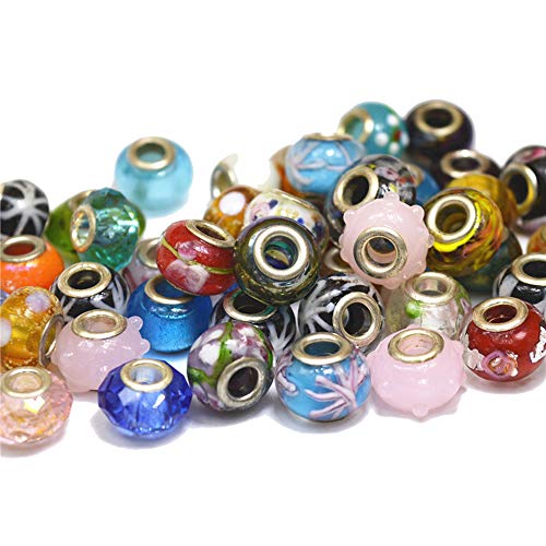 Aofocy 50er Silber Murano Murano Glasperlen passend für Pandora Style Charm Bracelets Cover