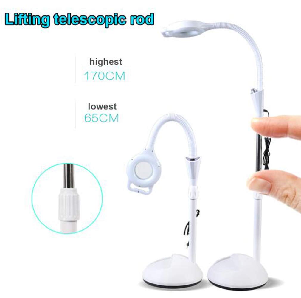 Vergrößerungs-Led-Lampe, 8-Fache Standlupe, Schattenlose Lupe, Beleuchtete Schönheitswerkzeuge Für Salon, Maniküre, Tattoo-Salon, Spa (Weiß) A/Ohne Riemenscheibe (Mit Riemenscheibe)