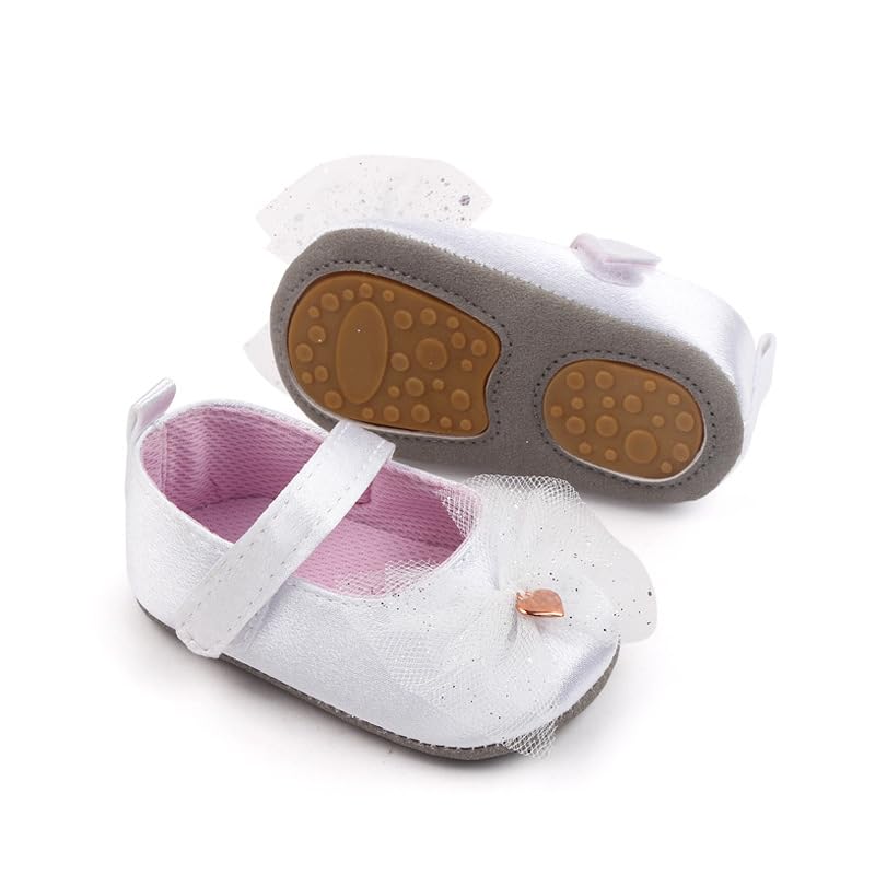 Baby Girls Mary Jane Shoes Anti-Slip Rubber Sole Lace Bowknot Toddler Princess Flats4