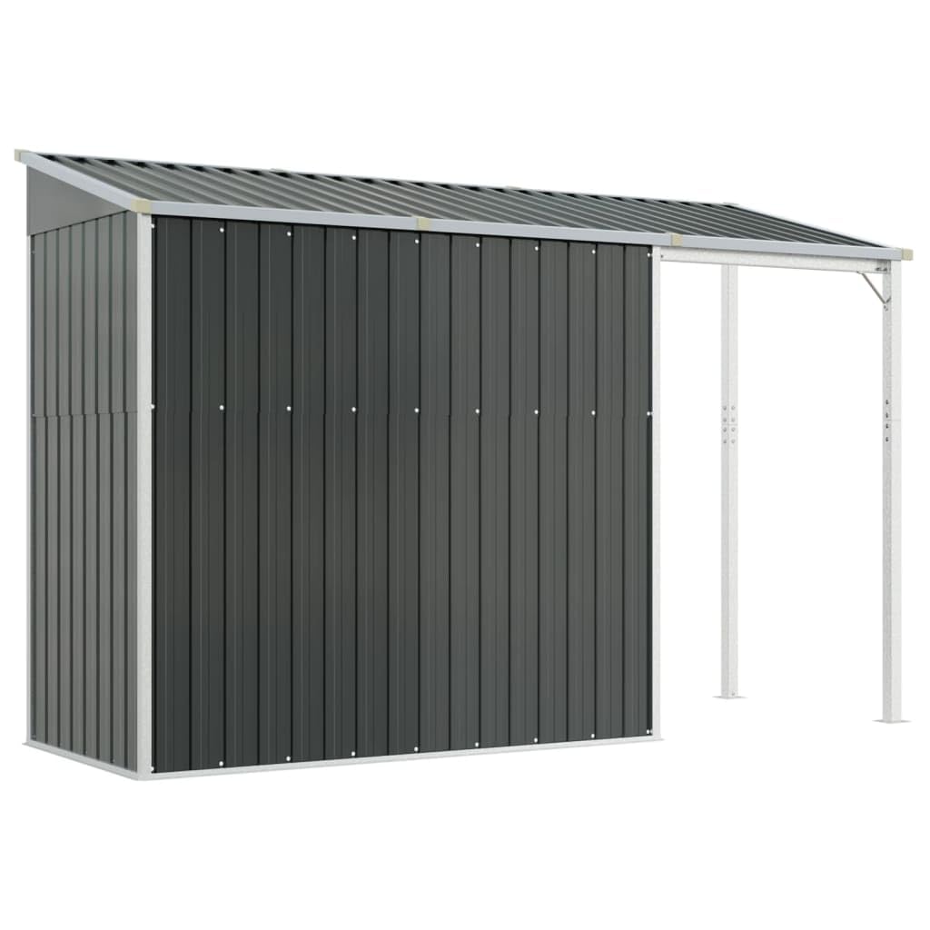 Domek ogrodowy z przedłużonym dachem Antracyt 277x110,5x181 cm, domek ogrodowy, domek do przechowywania ogrodu, domek na narzędzia ogrodowe
