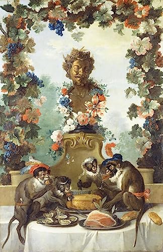 Cuadro en lienzo La fiesta de los monos de Jean Baptiste Oudry para oficina 60x90cm
