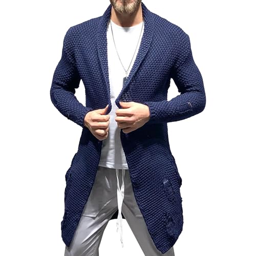 Mens Shawl Collar Open Front Long Mens Cardigan Sweater Shawl Collar Cable Knit Cardiagn Sweaters Pockets