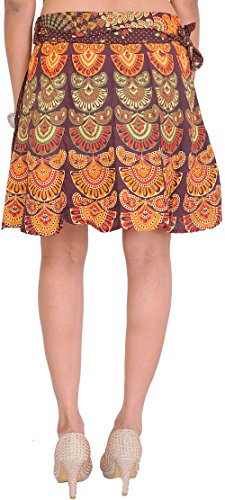 Image of Exotic India Sanganeri Wrap-Around Mini-Skirt with Printed Motifs