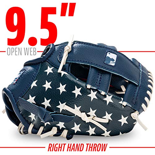 Franklin Sports Tee Ball Glove - Right Handed Youth Fielding Glove - MLB Synthetic Leather Baseball Glove - Ready to Play Glove (RTP) - 9.5 Inch Right Hand Throw - MLB USA with Ball - Thumbnail 4