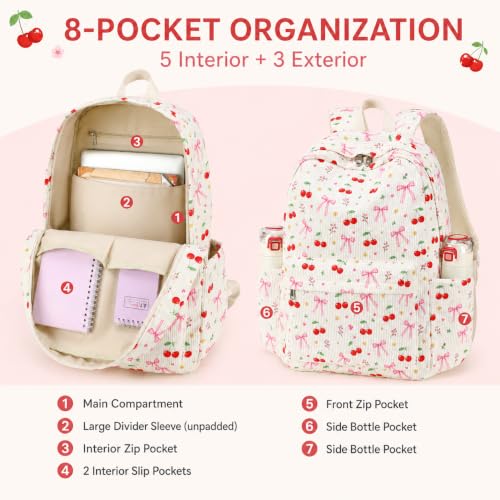 Image of BTOOP School Backpack for Teens Large Cute Bookbag Lightweight 15.6 inch Laptop Bag for Girls Women Casual High School College
