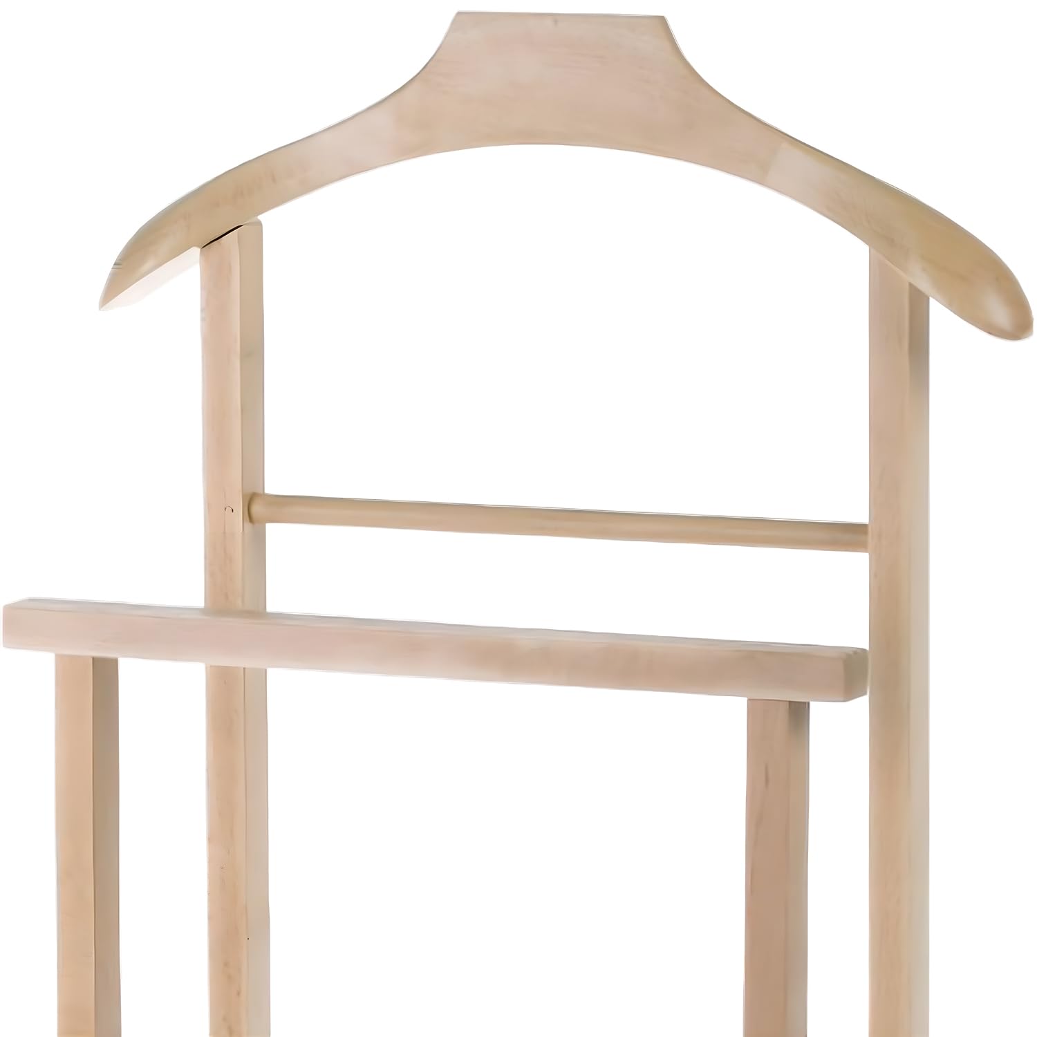 Sicignano | Indossatore Camera Spogliatoio, Legno Faggio, 2 Montanti - Adatto per Giacche Cappotti Pantaloni - Antiscivolo, con Rotelle - Servo Muto, Appendiabiti - 44.5x30x104h cm (Legno Naturale)