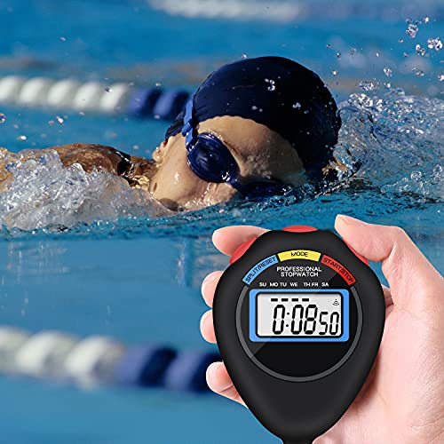 6 Pack Multi-Function Electronic Digital Sport Stopwatch Timer, Large Display With Date Time And Alarm Function,Suitable For Sports Coaches Fitness Coaches And Referees（Black） #TOP4