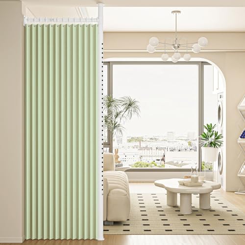 Wetsfgdg つっぱり式 部屋の間仕切り、伸縮式カーテンレール、色彩豊かで美しく、実用性と装飾性を兼ね備え、空間を巧みに仕切り、リビングと寝室のレイアウトに アクセントを加えます/G色カーテン+1横棒:幅2.1m~2.6m+1縦棒:2.1m~3.1m
