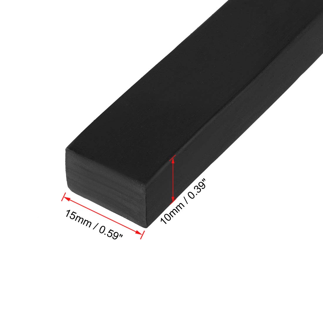 sourcing map Sólido Rectángulo Goma Sello Tira 15mm Wide 10mm Grosor, 3 Metros Largo Negro