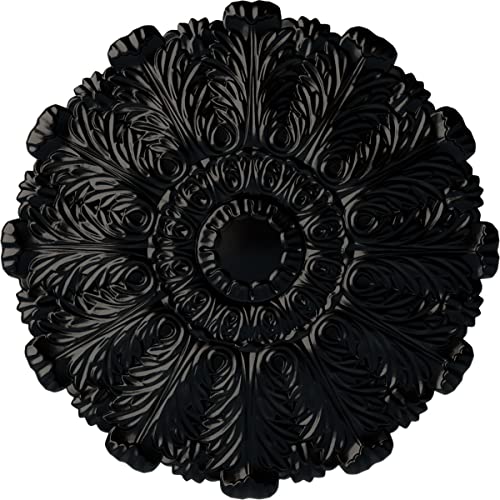 Image of Ekena Millwork CM31DUBLF 31 inch x 1-1 /2 inch Durham Ceiling Medallion, Jet Black