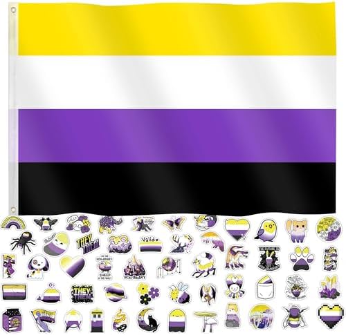 Anley Fly Breeze Bandera de orgullo no binario de 3x5 pies - Color vívido y resistente a la