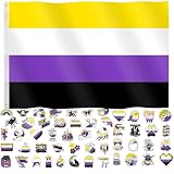Nonbinary Pride Flagge, 90 x 152 cm, Pride-Monats-Zubehör, LGBTQIA...