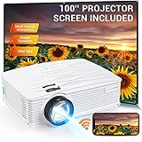 Projector, PONER SAUND WiFi Mini Projector 1080P Supported with 100” Projector Screen, 5500 Lux 210' Display Movie Projector, Compatible with Phone, Computer, Laptop, USB, HDMI, VGA