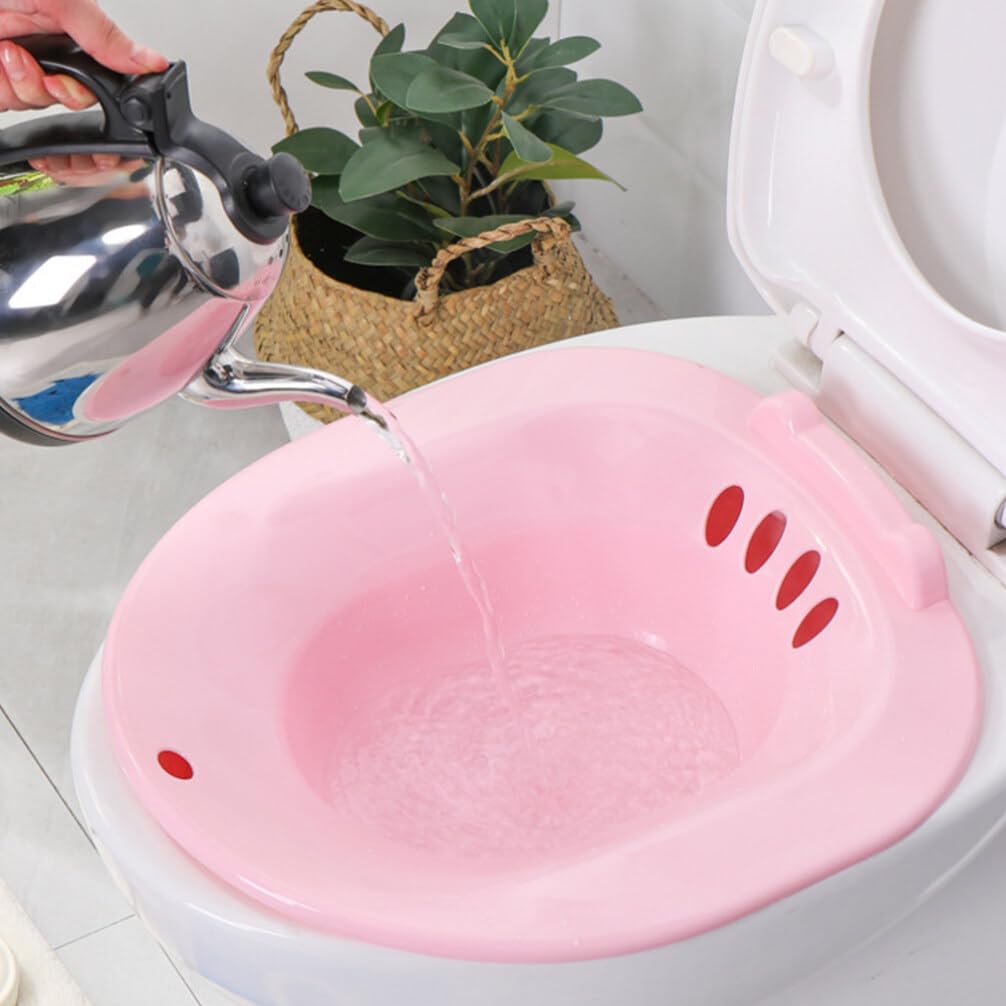 Ipetboom Sitz Bath Toilet Soaking Bathtub Over The Toilet Soaking Bath Hip Bath Tub Basin for Pregnant Women Elderly Patient Pink