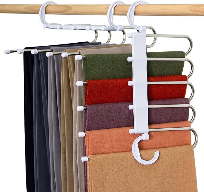 Auranest Stainless Steel Foldable Cloth Hangers 5-in-1 Design Multi-Layer Stainless Steel Pant Hangers for Wardrobe Organization Magic Hangers, and Closet Organizer Multicolor (Pack of 2) (B0D31KVT7T) Amazon Price History, Amazon Price Tracker