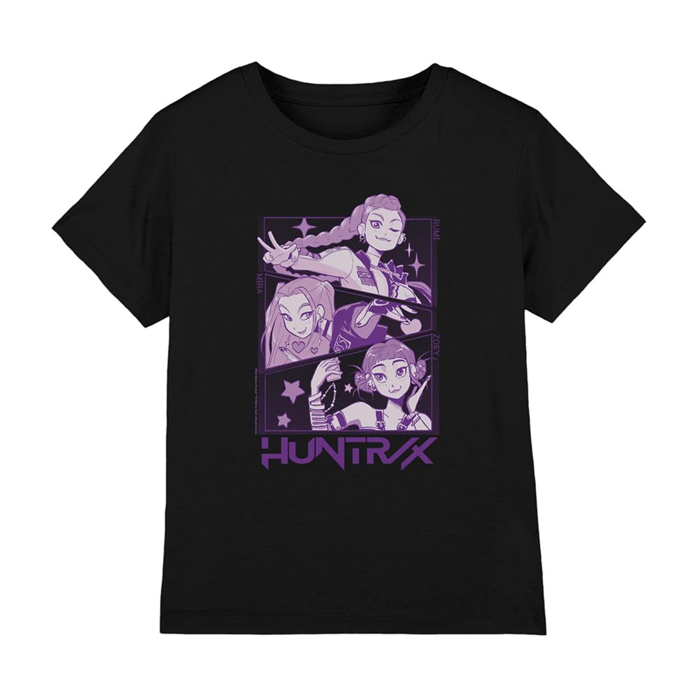 Kpop Demon Hunters Black K-Pop Demon Hunters - Huntrix Huntr/X Manga Panels Trio Kids T Shirt, 12-13