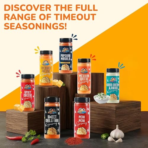 Image of TimeOut Popcorn Cheddar Cheese + Mexican Cheese Seasoning | Multi-Purpose Seasoning |Popcorn & Snack Flavoring |Pack of 2,100g Each |