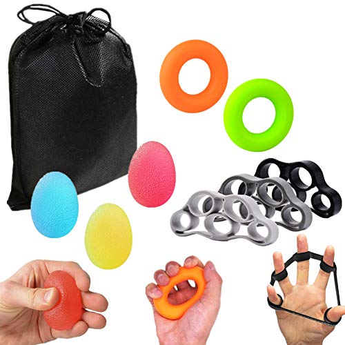 roygra Hand Grip Strengthener (8 Pack) Finger Exercise Exerciser Stretcher Resistance Bands Stress