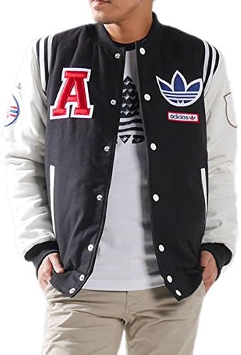 Amazon Adidas Originals アディダスオリジナルス スタジャン Stadium Jkt ワッペン スタジアムジャンパー アワードジャケット ジャケット トレフォイル 三つ葉 メンズ 正規取扱品 S Black White コート ジャケット 通販