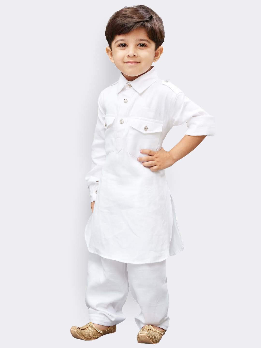 Vastramay Boys' Pathani Khan Suit Set  Soft Cotton Fabric With Patiala Pyjama  Perfect For Holi & Eid