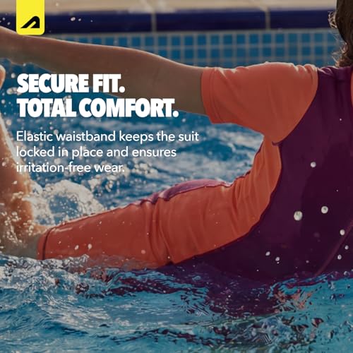 Image of Boldfit Swimming Costume for Kids Lightweight Swim Suit for Kids Girls Half Sleeve Swim Costume Girl One-Piece Swimming Suit for Girls