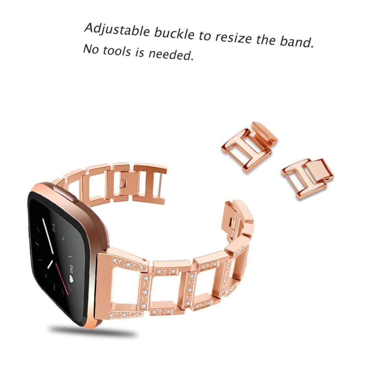 Uonlytech 2piezas Correa De Repuesto De Acero Inoxidable Para Reloj Inteligente Banda y Elegante Rosa Dorado Accesorio Duradero y Único Para Muñeca