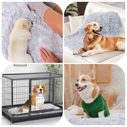 Dimeho Beruhigende Kuscheldecke für Haustiere Flauschige Decke für Hunde & Katzen Superweich und Warm 22 × 14 Zoll/56 × 36 cm Graue Welpendecke für Innenbereich Maschinenwaschbar Graue