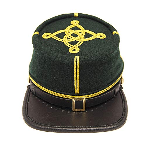 US Civil War berdans Sharpshooter Captains Leather Peak Kepi (L) Green