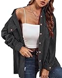 Beyove Bluse Damen elegant mit Tasche Tunika Damen Sommer V-Ausschnitt Oberteile Blusen Casual Top Business Hemd Langarmshirt Hemdbluse einfarbiger Blusenshirt Schwarz M