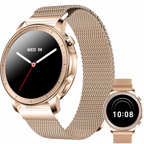 MONOMAM CHIC �X�}�[�g�E�H�b�` ���f�B�[�X ������ iPhone�Ή� �A���h���C�h�Ή� AMOLED �펞�\�� �ی^ �x���g��20mm �����Y �����ʌv Line ���M�ʒm ��̓� (Gold)