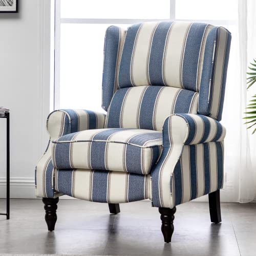 Mellcom Upholstered Wingback Massage Recliner Chair, Traditional Push Back Recliner With Padded Seat, Mid Century Modern Lounge Armchair With Wired Remote For Living Room Bedroom, Coastline Style #TOP7