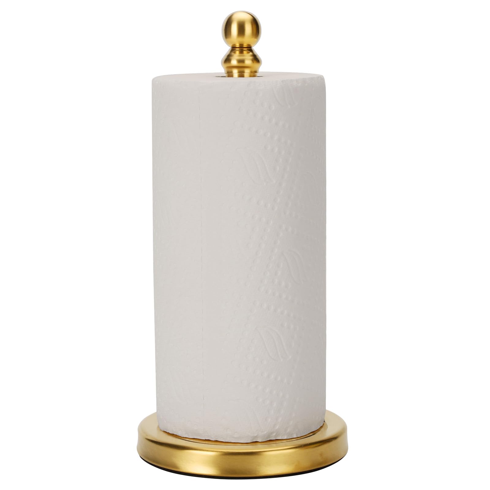 Songtec Paper Towel Holder Stand for Kitchen, Countertop Paper Roll Holder One-Hnad Tearing - Gold