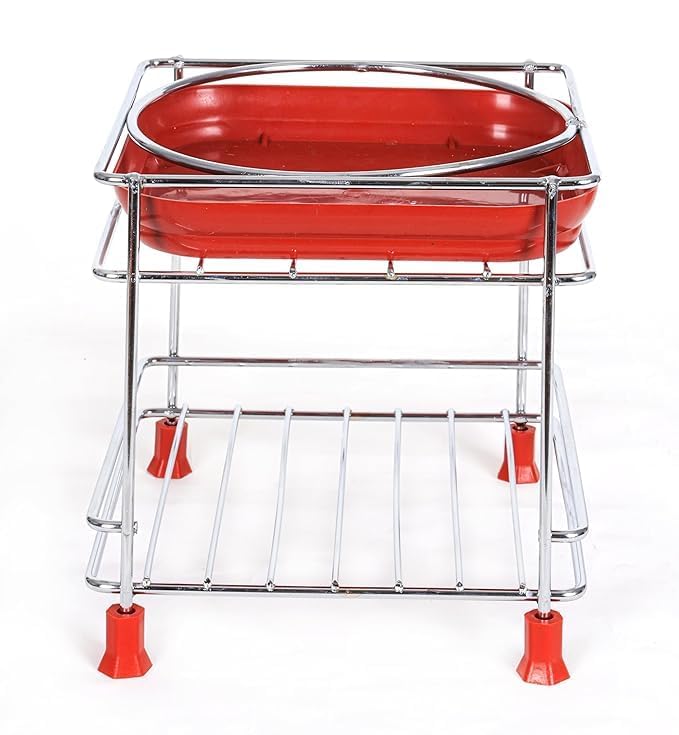 stainless steel matka stand with tray holder | water pot stand, water dispenser stand | multipurpose rack for kitchen and bathroom | matka pot stand (pack of 1)