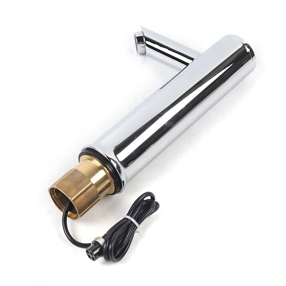 20cm Infrarot Sensor Wasserhahn Bad Chrom Automatik Waschtischarmatur Sensible Smart Touch Control Bad Kaltwasser Waschtischarmaturen Geeignet für Bad, WC, Küche