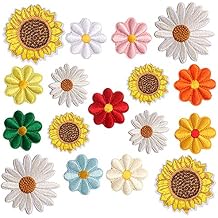 17pcs Sunflower Daisy Flower Patch، Sew / Iron on Embroased Appliques DIY Craft Patches for Clothes Backpacks Hats Jeans Jackets