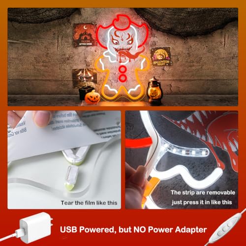 Image of Gingerbread Man Neon Sign Horror LED Wall Light for Halloween Party Decor