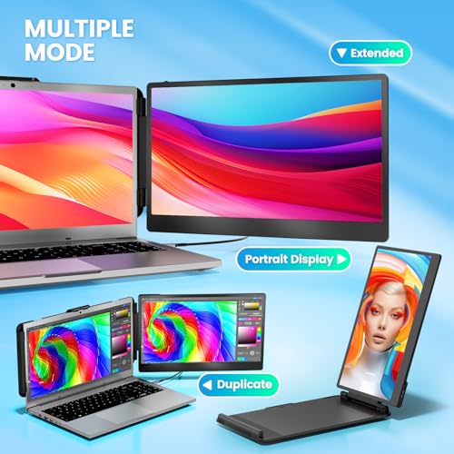 Image of Cenerius 14 inch Laptop Screen Extender, FHD 1080P IPS Portable Monitor for Laptop, Dual Screen Monitor Extender Compatible with 13 inch-17 inch Laptops, HDMI /USB-A /USB-C Plug-Play for Windows, Mac, Android