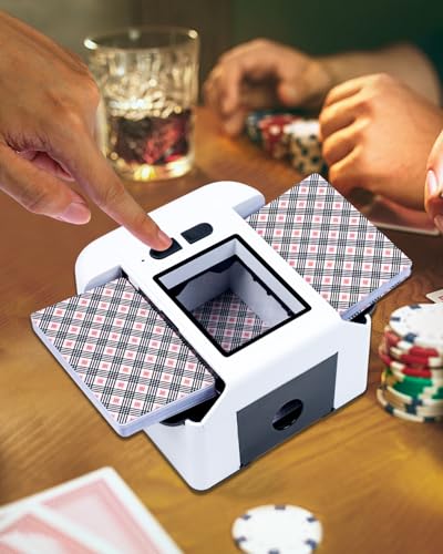HARIKIKI Kartenmischer Aufladbarer, Automatischer Kartenmischmaschine Elektrische Kompakt Schnell für Verschiedene Kartengrößen 2000 mAh Starke Akkukapazität Lasset Deine Pokernacht noch spannender