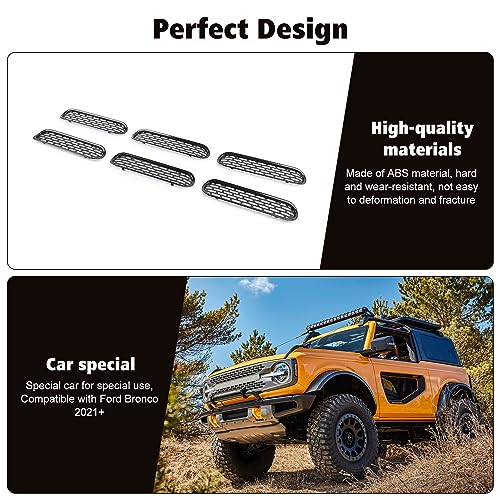 Image of Carbon Fiber Front Grille Mesh Inserts Trim Cover Grill Frame Decoration Exterior Accessories for Ford Bronco 2 Door 4 Door 2021 2022 2023