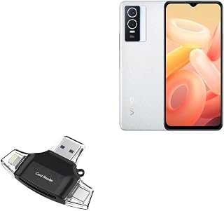 BoxWave Smart Gadget Compatible with vivo Y76 5G - AllReader SD Card Reader, microSD Card Reader SD Compact USB - Jet Black