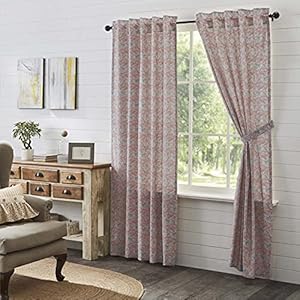 VHC Brands Kaila Country Cottage Vintage Floral Living Room Curtain Panel Set of 2 84×40