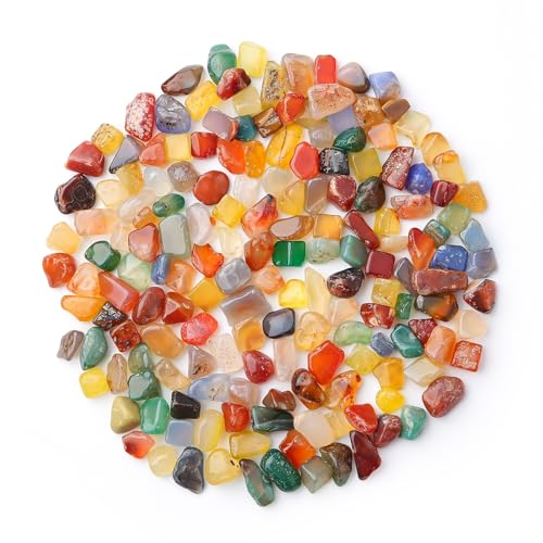HonQiShiMY 430g Multicoloured Agate Crushed Stones, Buntes Edelsteine Trommelsteine Set, Basteln Kleine Deko Steine, Natur Achat Kristall Halbedelsteine Kieselsteine für Blumentopf, Aquarium DIY-Deko