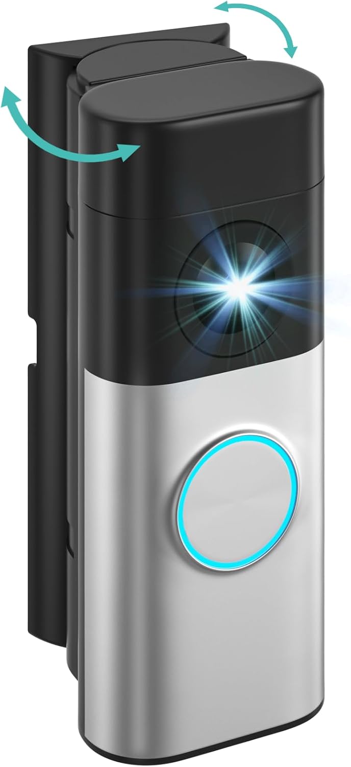 0-45° Doorbell Angle Mount for Ring Battery Doorbell Plus/Pro (2nd Gen) | Adjustable Anti-Theft Doorbell Mounting Bracket for Ring Wired Doorbell Plus/Pro (2026 Latest Models)