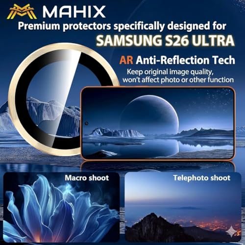 Image of PACK 2 Camera Lens Protector for Samsung Galaxy S26 Ultra Pink Gold AR AF Coated 9H Tempered Glass Camera Guard, Anti Drop, Scratch Resistant Camera Lens, Case Friendly Waterproof Heavy Duty UHD Clear Camera Cover